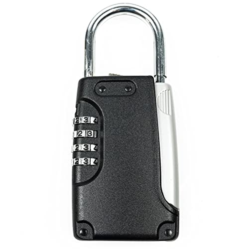 FELGNER Sicherheitsbox KB.G5 Schlüsselbox mit Bügel/Vorhängeschloss zum Anhängen | Schlüsselsafe mit Zahlencode | Aufbewahrung von Schlüsseln, Karten oder kleinen Wertsachen | Grau Schwarz von FELGNER
