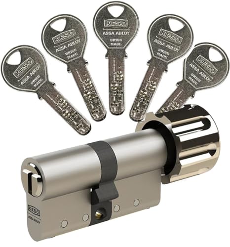 KESO 6000FP2 Knaufzylinder 30/40K inkl. 5 Schlüssel - Wendeschlüssel-Sicherheitszylinder - Sicherungskarte - Bohrmuldenschlüssel (K=Knaufseite) von FELGNER