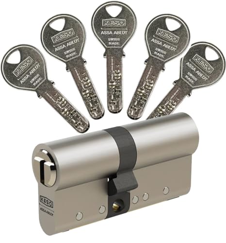 KESO 6000FP2 Doppelzylinder mit Not- und Gefahrenfunktion 30/45 inkl. 5 Schlüssel - Wendeschlüssel-Sicherheitszylinder - Sicherungskarte - Bohrmuldenschlüssel von FELGNER