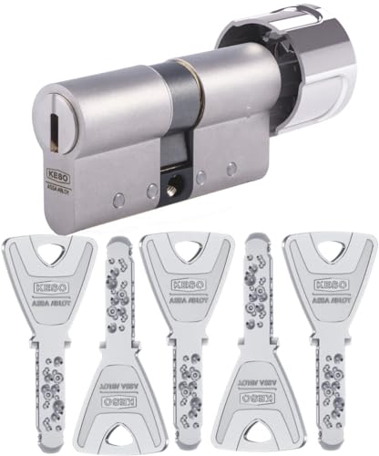 KESO 8000 Knaufzylinder 30/30K inkl. 5 Schlüssel - Wendeschlüssel-Sicherheitszylinder - Sicherungskarte - Bohrmuldenschlüssel - Patentschutz bis 2034 - Modulbauweise (K=Knaufseite) von FELGNER