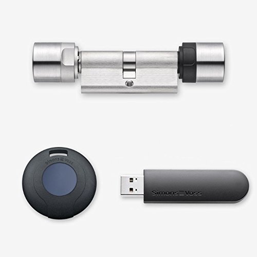 SimonsVoss MobileKey Starter-Paket Offline mit Doppelknaufzylinder A:45/I:35, 3 Transpondern und USB-Programmierstick - alle Längen von 30/30 bis 60/60 verfügbar von FELGNER