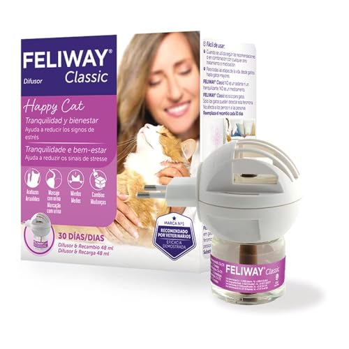 FELIWAY Classic Diffusor + Nachfüllpack für beruhigende Pheromone für Katzen (30 Tage, 48 ml) – Hilft bei der Verringerung der häufigsten Anzeichen von Stress – von Tierärzten empfohlen – Ruhe und FELIWAY Classic Diffusor + Nachfüllpack für beruhigende Pheromone für Katzen (30 Tage, 48 ml) – Hilft bei der Verringerung der häufigsten Anzeichen von Stress – von Tierärzten empfohlen – Ruhe und von FELIWAY