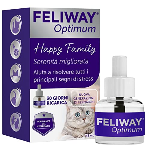FELIWAY Optimum 1x30 Tage Beruhigende Nachfüllpackung für Pheromon-Diffusor, 48 ml – hilft bei der Lösung aller häufigen Anzeichen von Stress bei Katzen und Kätzchen. Von Tierärzten empfohlen FELIWAY Optimum 1x30 Tage Beruhigende Nachfüllpackung für Pheromon-Diffusor, 48 ml – hilft bei der Lösung aller häufigen Anzeichen von Stress bei Katzen und Kätzchen. Von Tierärzten empfohlen von FELIWAY