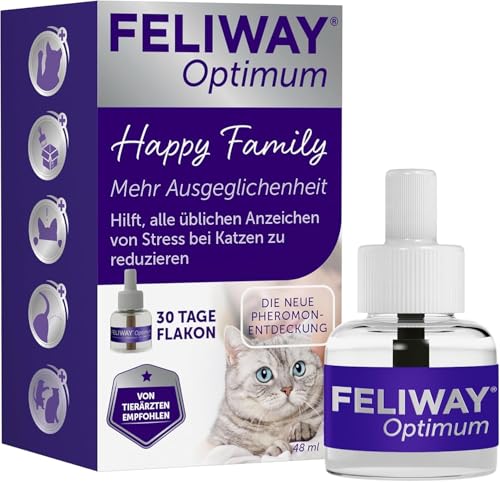 FELIWAY Optimum Nachfüllflakon für Katze | Pheromone zur Reduktion von Harnmarkieren, Kratzen oder Verstecken | sorgt für mehr Harmonie zwischen Katzen | 48ml von FELIWAY