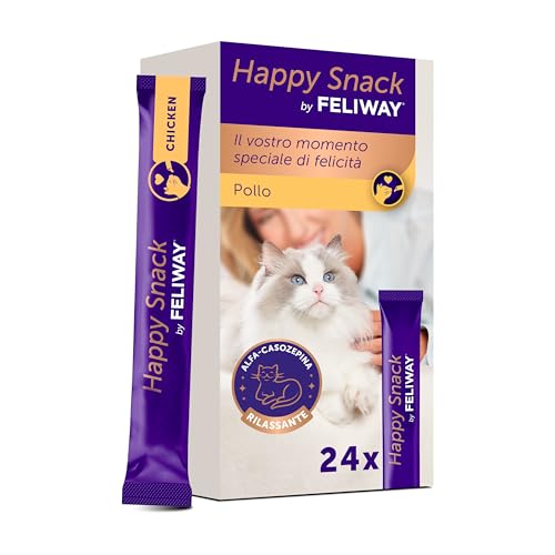 FELIWAY Happy Snack Leckere und cremige, beruhigende Leckerlis für Katzen (24 Umschläge), hilft Katzen, Sich ruhiger zu fühlen und ihre Bindung zu verbessern. von FELIWAY