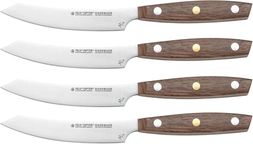 FELIX SOLINGEN 224604 MIU Steakmesser-Set, 4-tlg. – 11 cm Stahlklinge mit edlem Walnuss-Griff – Made in Germany von FELIX SOLINGEN GERMANY
