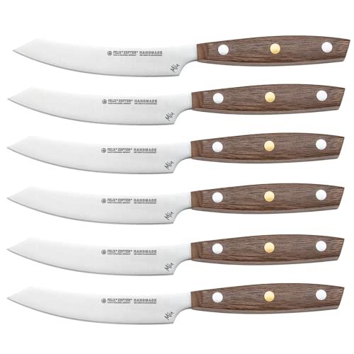 Felix SOLINGEN 224606 MIU Steakmesser-Set, 6-TLG. – 11 cm Stahlklinge mit edlem Walnuss-Griff – Made in Germany von FELIX SOLINGEN GERMANY