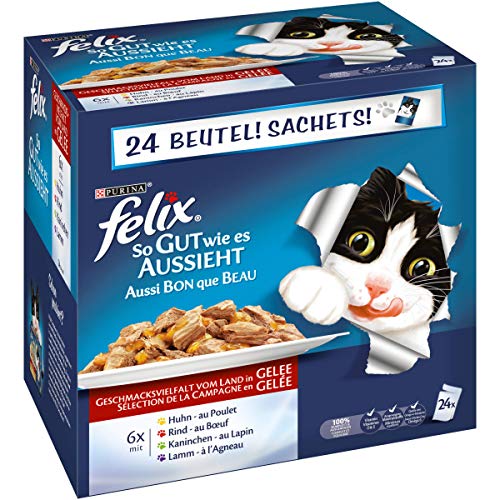 Felix So gut wie es aussieht, Katzennassfutter I Adult I 4er Pack (4 x 24 x 100 g) von Felix