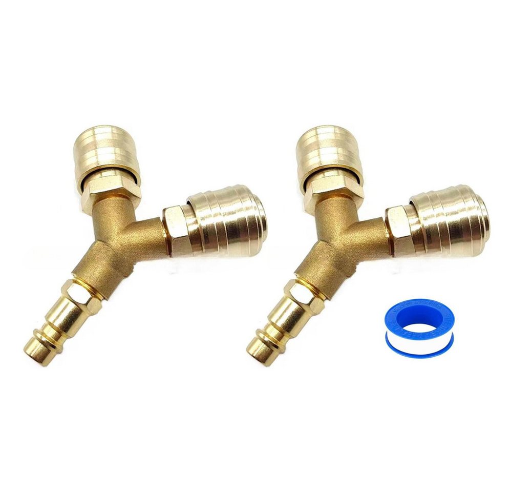 FELIXLEO 2-Wege-Ventil Druckluft Y Verteiler 2-fach 1/4 Zoll Messing mit Kupplung und Gewinde, (2-tlg) von FELIXLEO