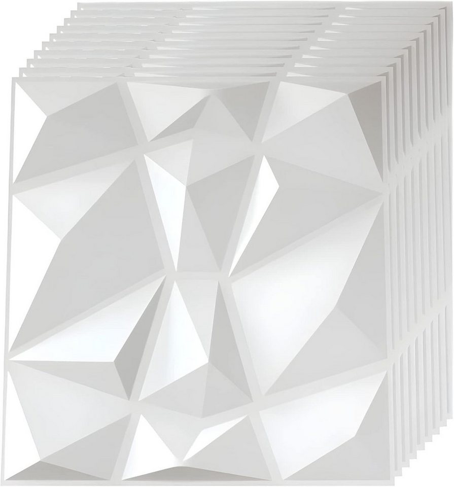 FELIXLEO 3D Wandpaneel 3D Wandpaneele Polystyrol 30x30cm Matt Weiß Wasserfest, (1-tlg) von FELIXLEO