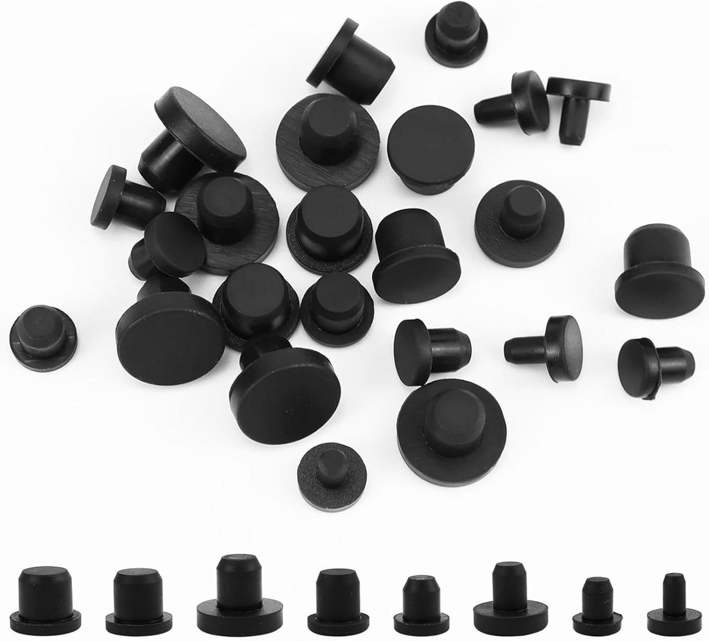 FELIXLEO Abdeckkappe 110 Stück Silikonstopfen 8 Größen 4 9 5 mm Schwarz für Rohre, (1-St) von FELIXLEO