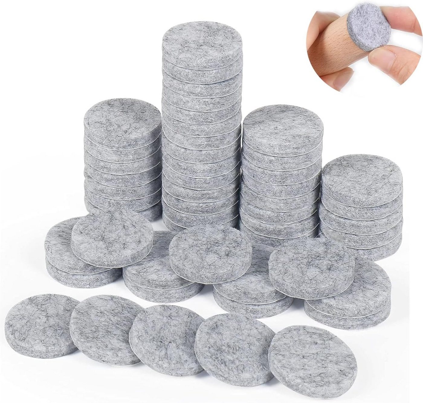 FELIXLEO Anti-Rutsch-Pad Filzgleiter Rund Selbstklebend, 60 Stück 50 mm Möbelgleiter (Grau), (1 St) von FELIXLEO
