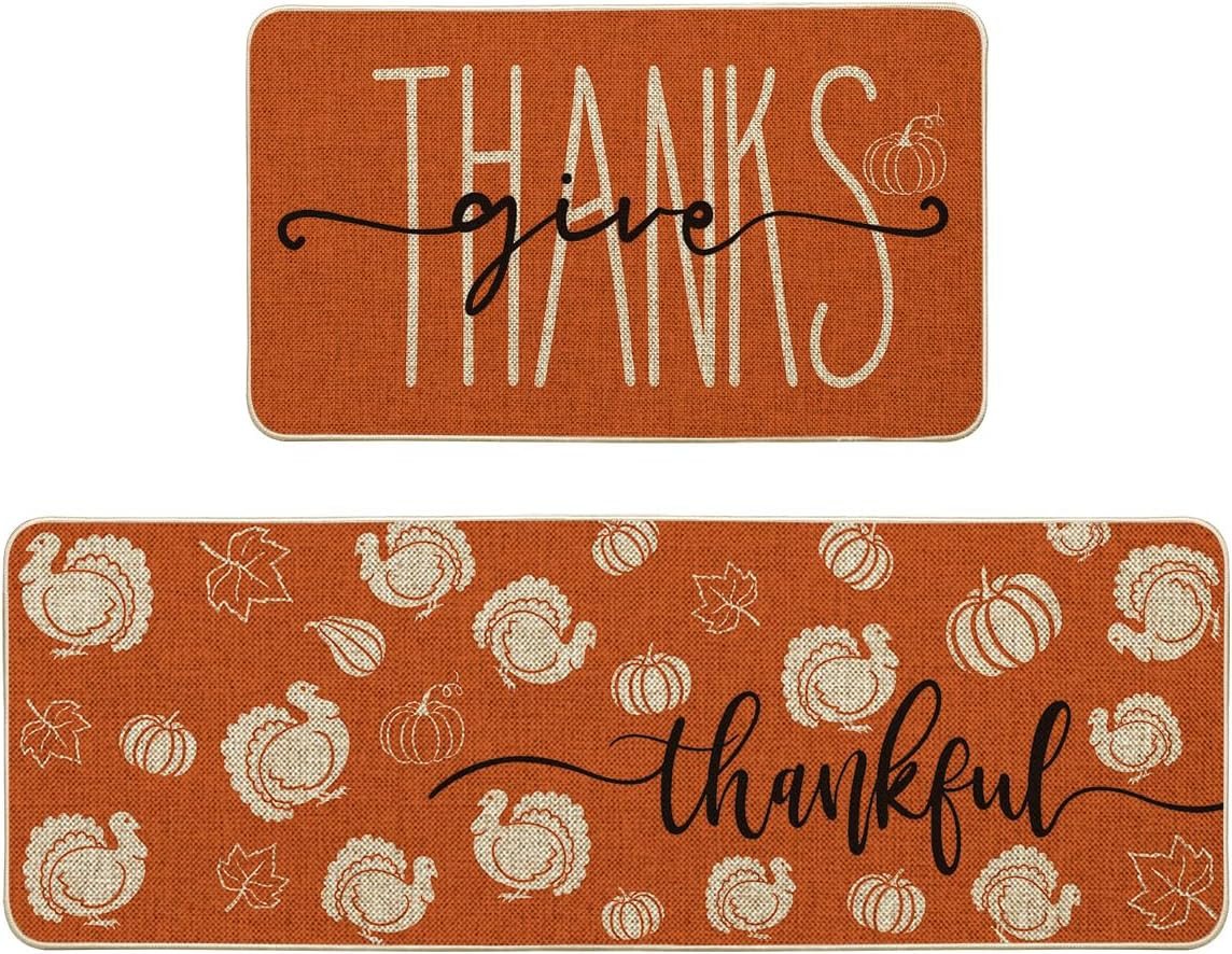FELIXLEO Antirutsch Teppichunterlage Thanksgiving-Küchenteppich, 2er-Set – 40 x 60 cm, 40 x 120 cm, (1-St) von FELIXLEO