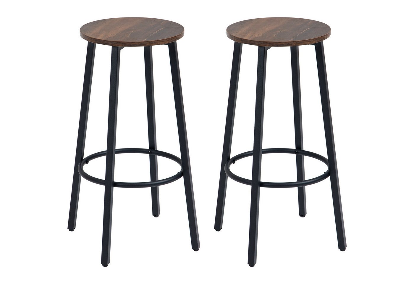 FELIXLEO Barhocker Barhocker 2er Set Industrial mit Fußstütze Braun 42x42x65cm (1 St) von FELIXLEO