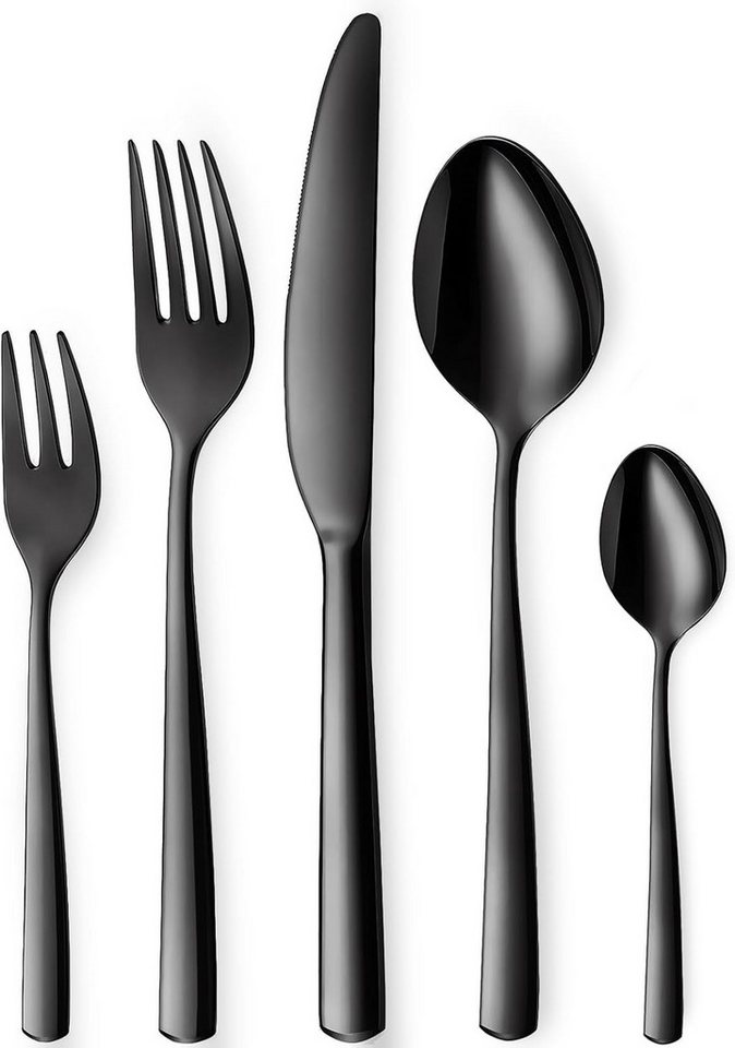 FELIXLEO Besteck-Set 30-teiliges Besteckset – Edelstahl, Schwarz Matt, Spülmaschinenfest (1-tlg) von FELIXLEO