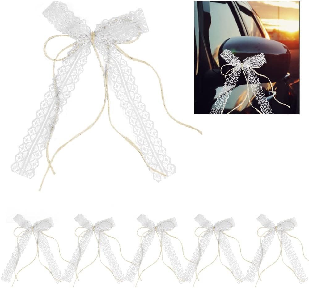FELIXLEO Dekohänger 30 Hochzeit Autoschleifen Weiß Doppelschicht Bänder für Dekor (1 St) von FELIXLEO