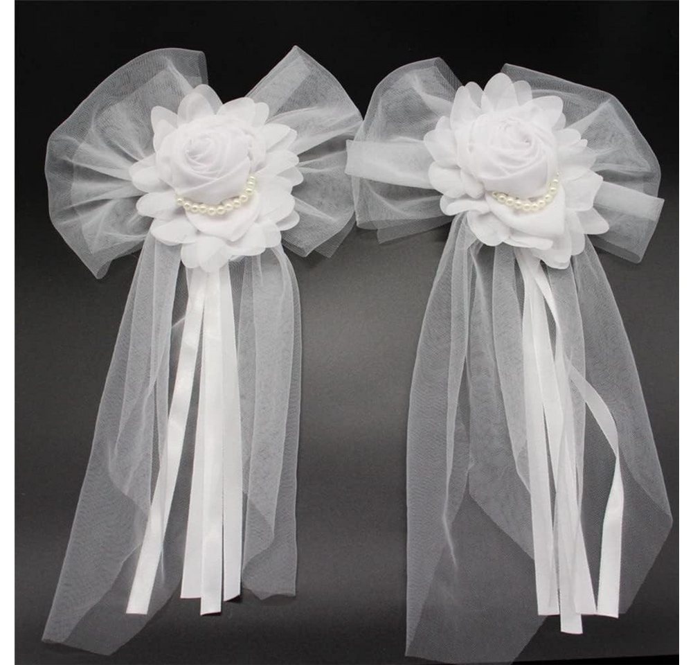 FELIXLEO Dekohänger Autoschmuck Hochzeit Schleifen 1 Paar Weiß Spitzenblume Vintage (1 St) von FELIXLEO