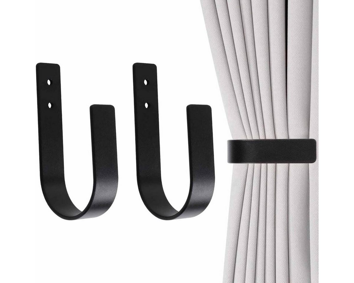 FELIXLEO Dekospange Vorhang Raffhalter U Form Aluminium Schwarz Modern Wandhalter, (2-tlg) von FELIXLEO