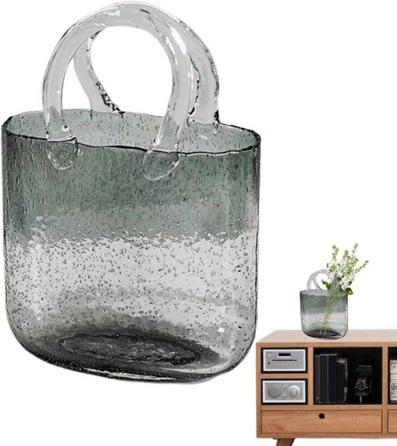FELIXLEO Dekovase Groß Glas-Geldbörsen-Vase, Glas-Taschen-Vase mit Griff, Blumenvase von FELIXLEO
