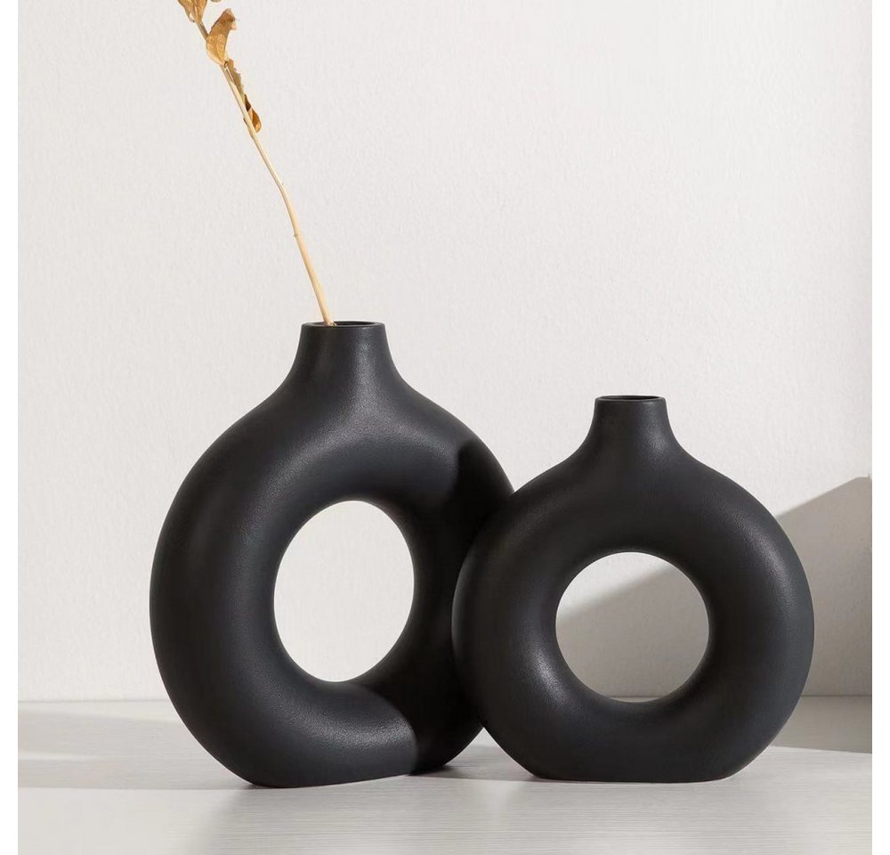 FELIXLEO Dekovase Vase Keramik Donut matt Runde Form Modern Getrocknete Blumenvasen von FELIXLEO