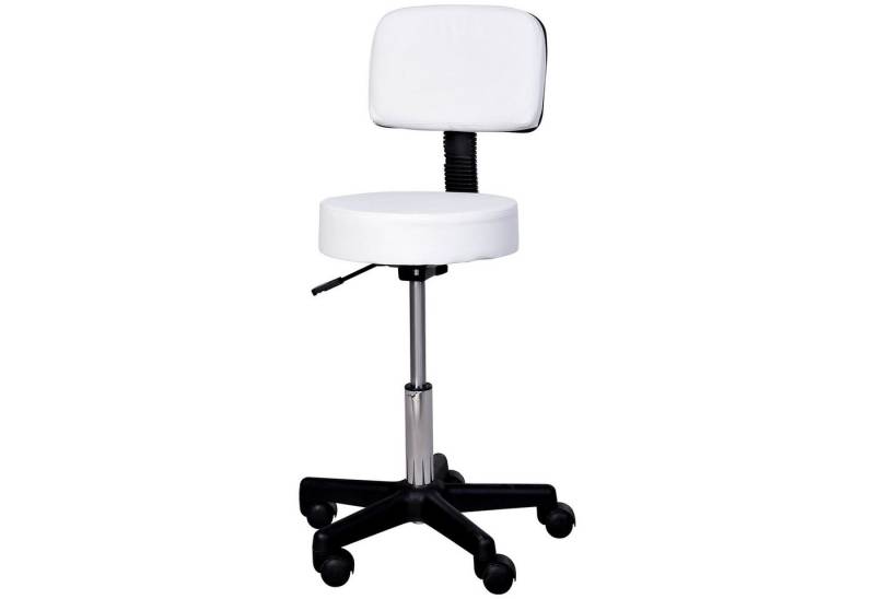 FELIXLEO Drehhocker Arbeitshocker Rollhocker höhenverstellbar mit Lehne Weiß (1 St) von FELIXLEO