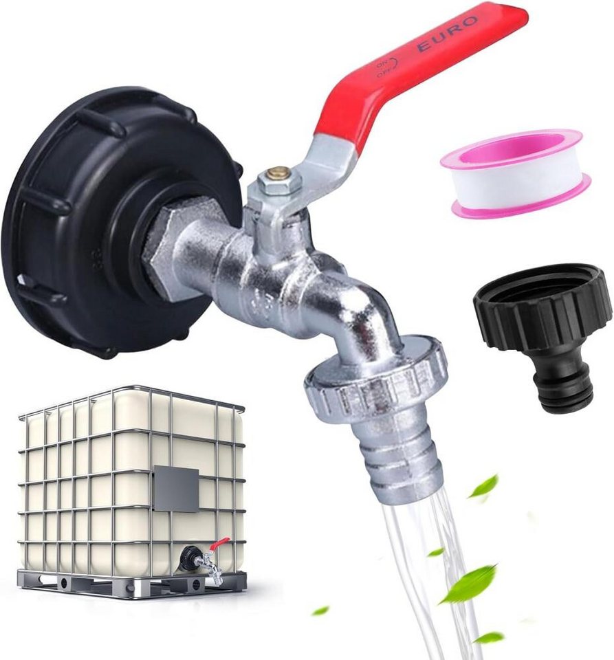 FELIXLEO Durchflussschalter 1000L Auslaufhahn IBC Tank Adapter Wasserhahn Anschluss Wassertank, (1-tlg) von FELIXLEO