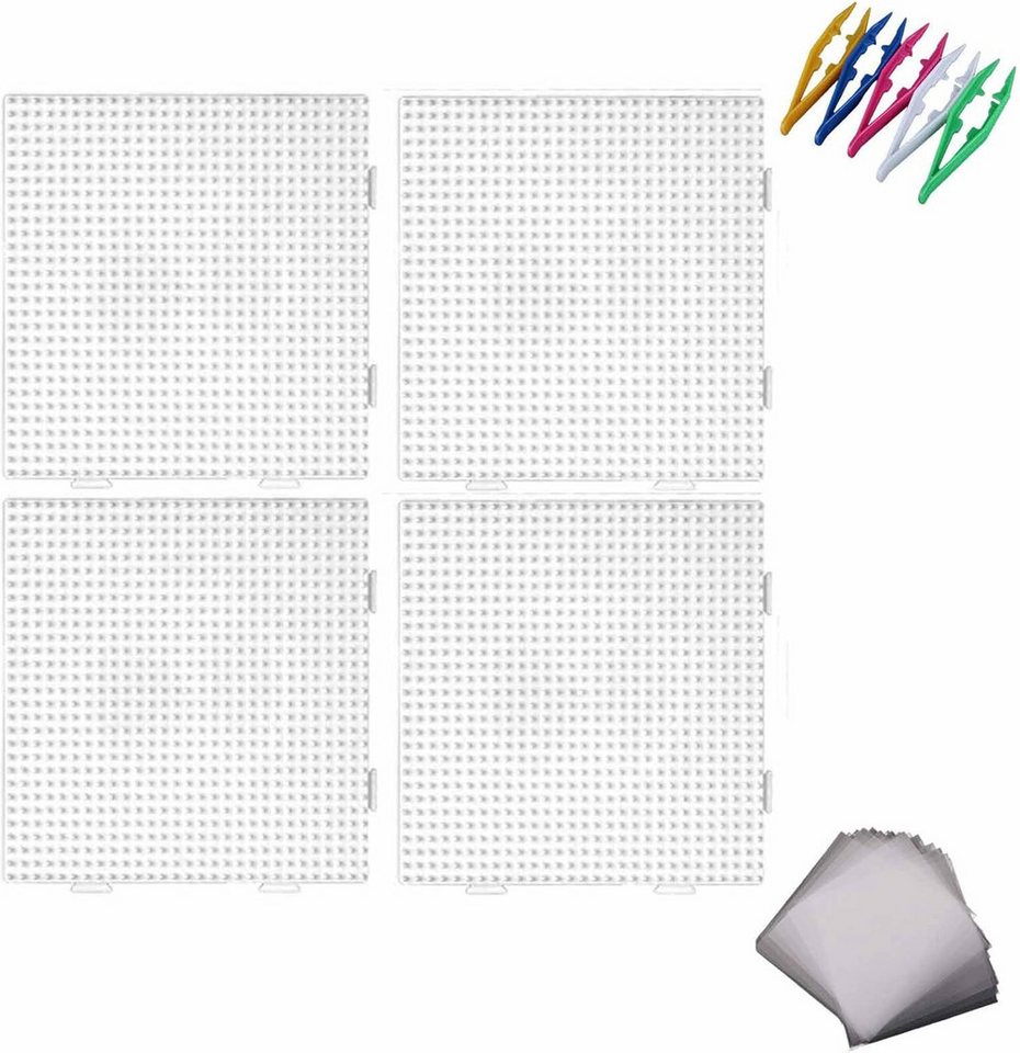 FELIXLEO Duschabzieher Bügelperlen Platten 4 Stück 14x14cm Transparent Steckplatten Set, (1-St) von FELIXLEO