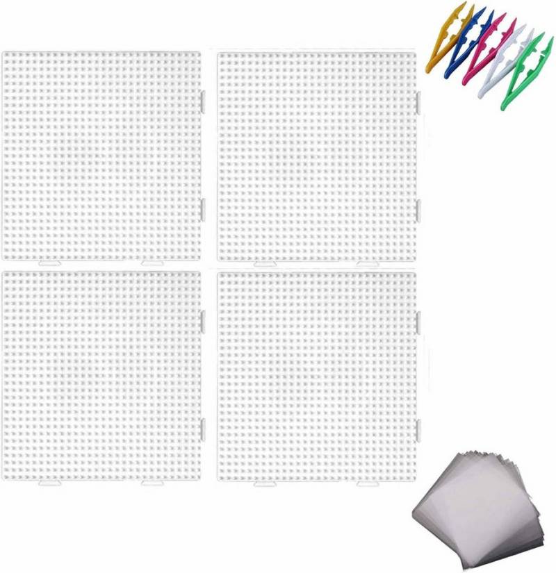 FELIXLEO Duschabzieher Bügelperlen Platten 4 Stück 14x14cm Transparent Steckplatten Set, (1-St) von FELIXLEO