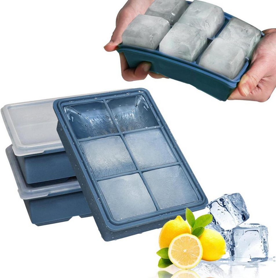 FELIXLEO Eiswürfelform 3 Stück XXL Eiswürfelform Silikon 18-Fach Große Eiswürfel BPA Frei, (1-tlg) von FELIXLEO