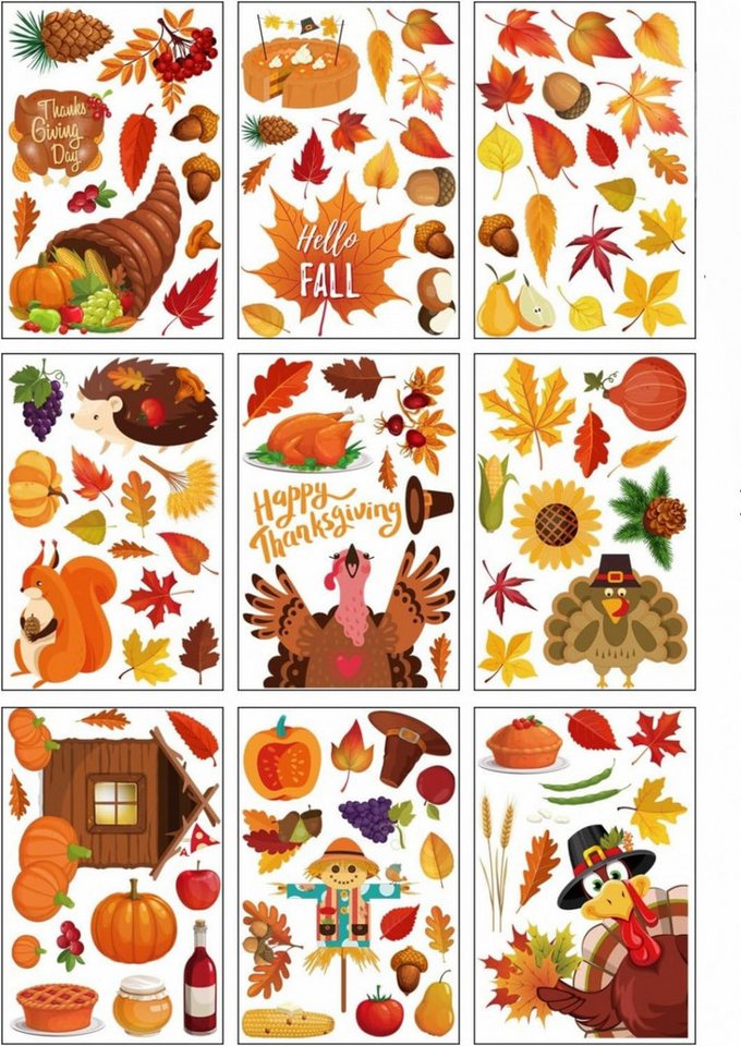FELIXLEO Fensterdekoration Fensteraufkleber Herbstaufkleber Thanksgiving Weihnachten 109 Blatt von FELIXLEO