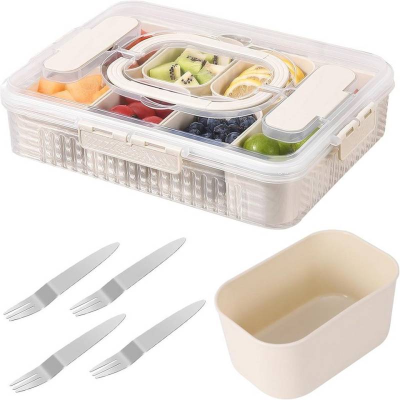 FELIXLEO Frischhaltedose Snackbox mit 8 Fächern Snackdose mit Deckel Tragbar Obst Nüsse, (1-tlg) von FELIXLEO