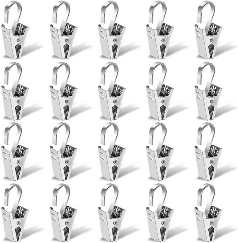 FELIXLEO Gardinenhaken 20 Stück Vorhang Haken Clips, Edelstahl Gardinenhaken Clips von FELIXLEO