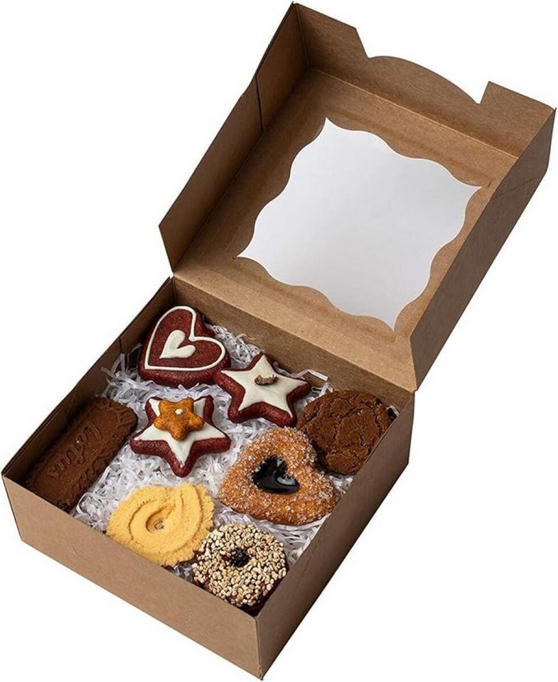 FELIXLEO Geschenkbox Braune Kraftpapier Geschenkboxen für Gebäck 24 Stk mit Fenster (1 St) von FELIXLEO