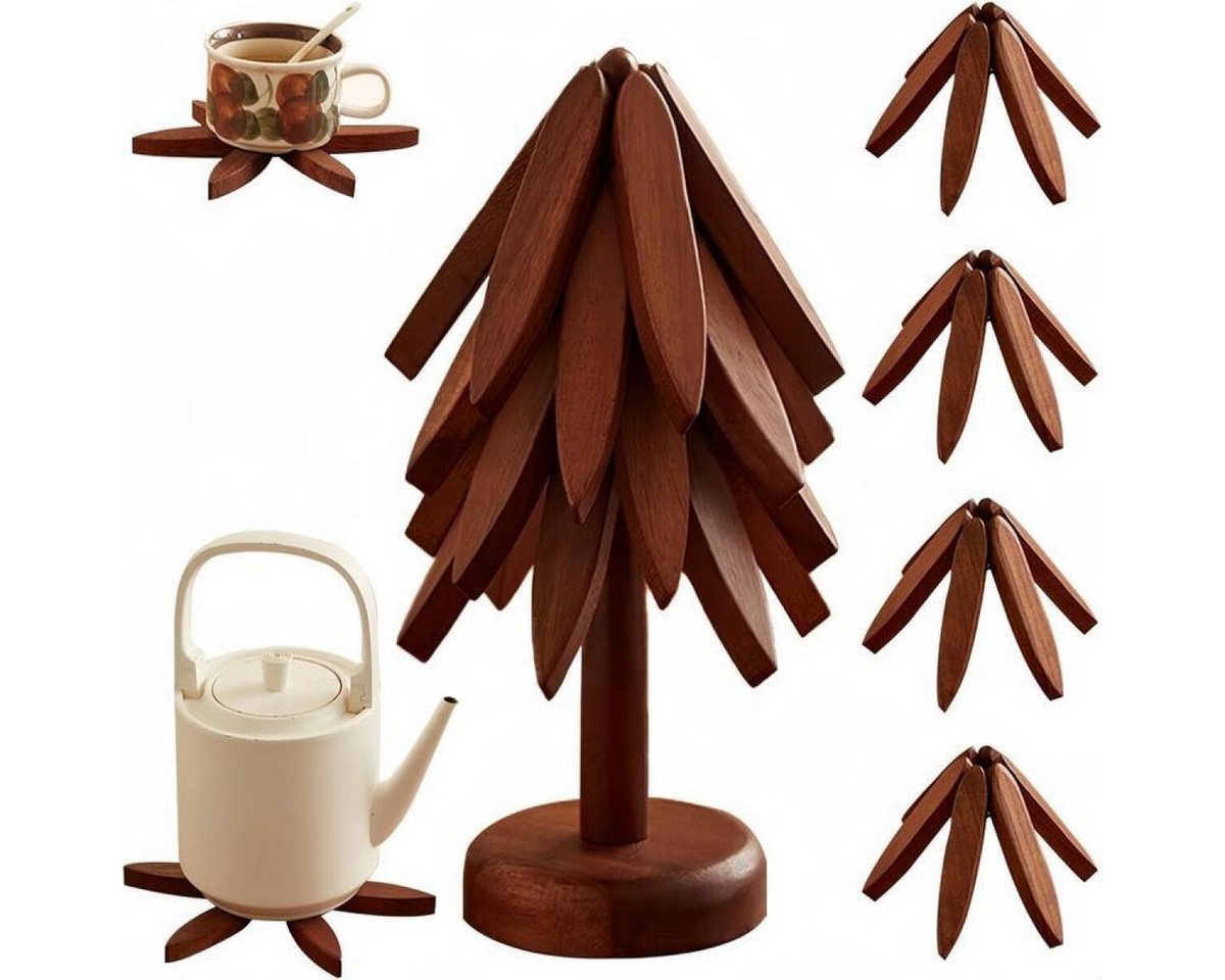 FELIXLEO Getränkeuntersetzer Untersetzer-Set – 4 Untersetzer & 1 Ständer für heiße Speisen, Töpfe, 1-tlg. von FELIXLEO