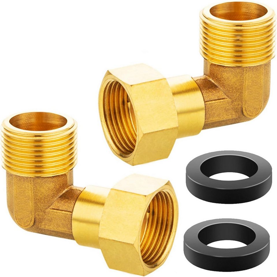 FELIXLEO Gewindefitting 2er Messing Verschraubung Winkel 90 Grad G3 4 DN20 für Wasser, (1-tlg) von FELIXLEO