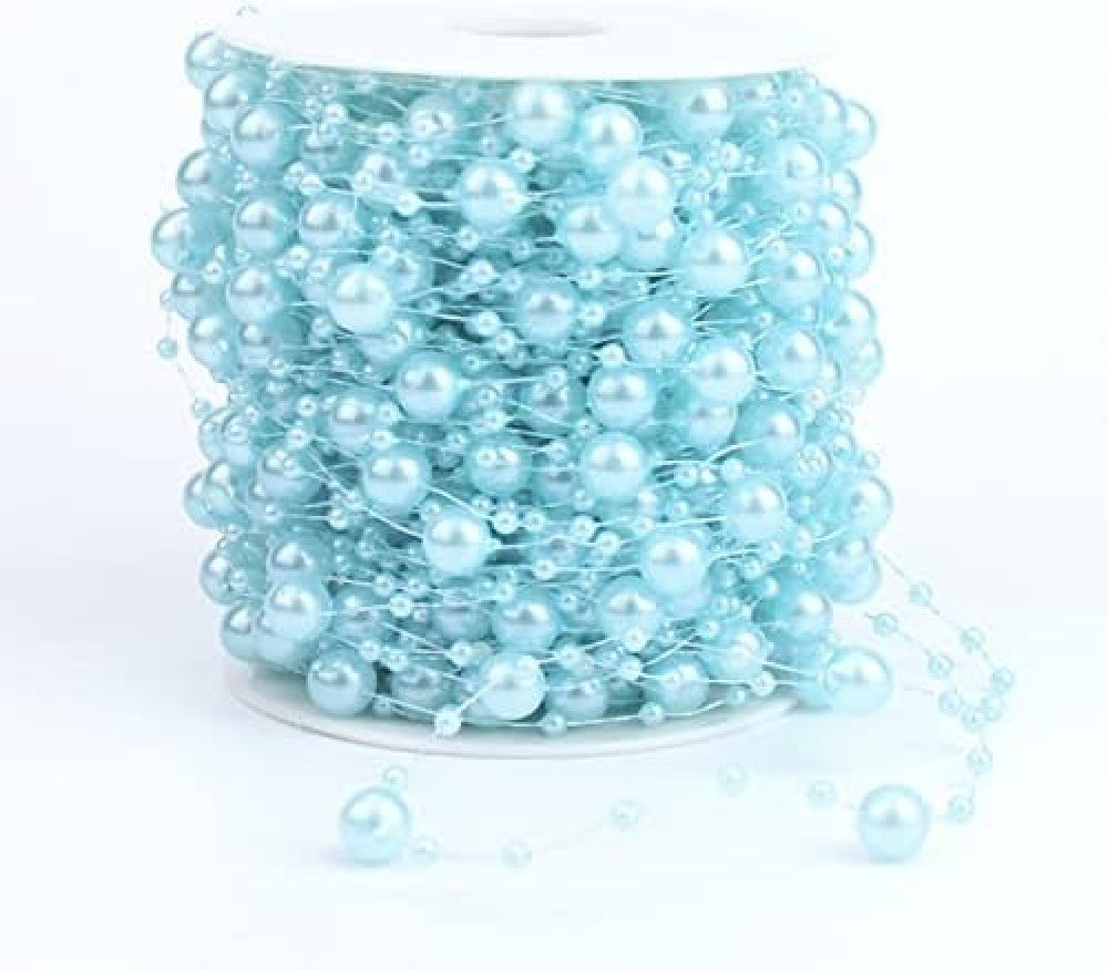 FELIXLEO Hängedekoration 30m Perlengirlande Perlenband Perlenkette Geschenkband,Blau von FELIXLEO