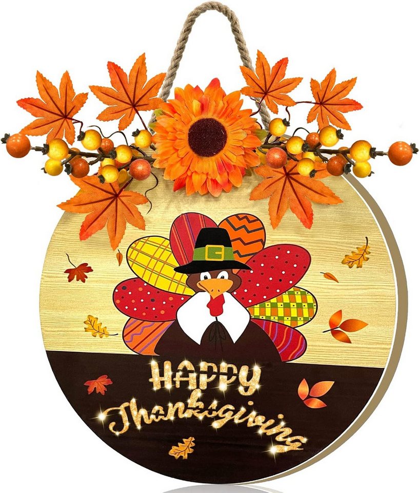 FELIXLEO Hängedekoration Light up a"Happy Thanksgiving" wreath sign to decorate your front door (1 St) von FELIXLEO