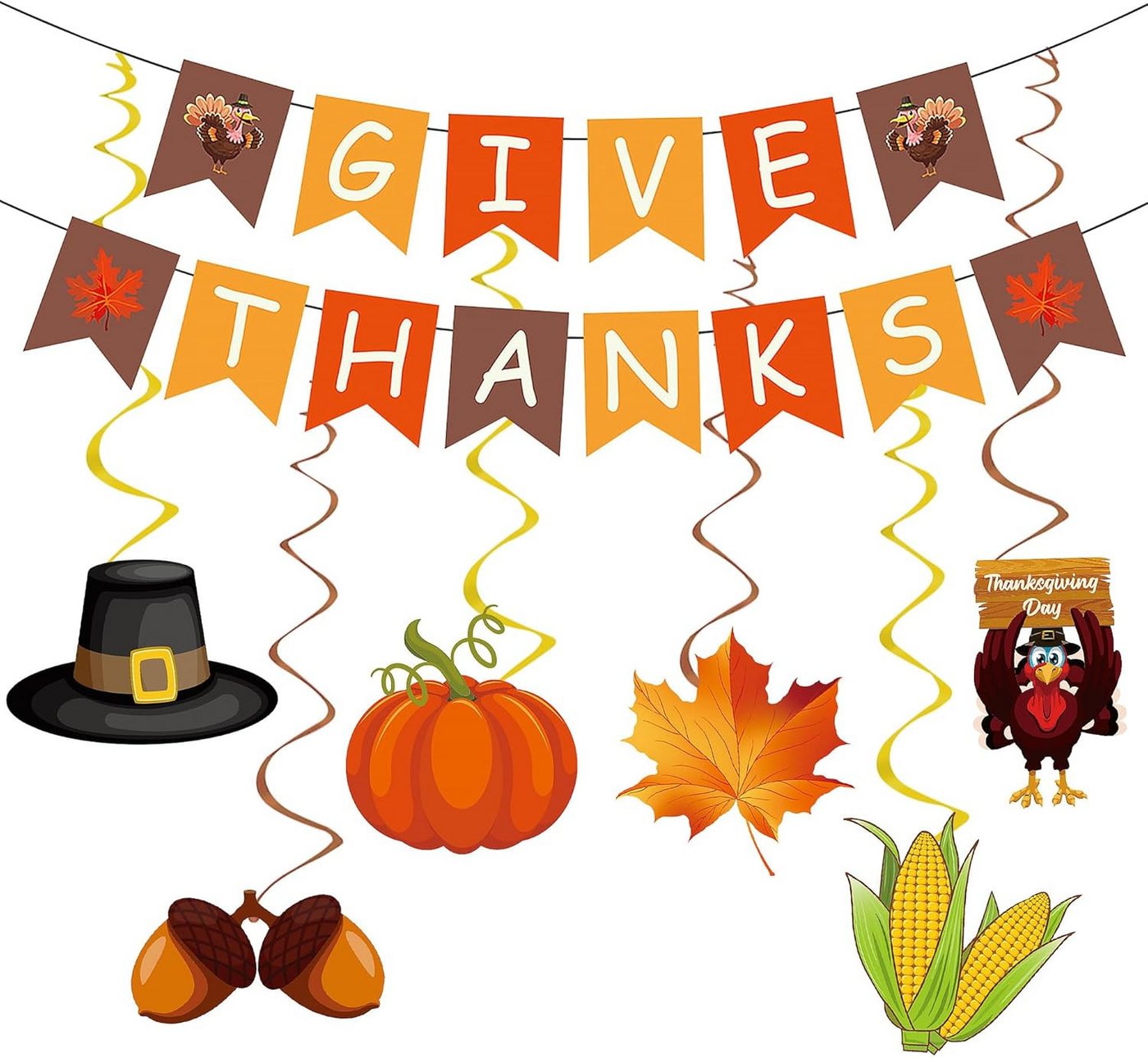 FELIXLEO Hängedekoration Thanksgiving-Dekorationen „GIVE DANKS“-Hängebanner, Wirbeldekorationen (1 St) von FELIXLEO