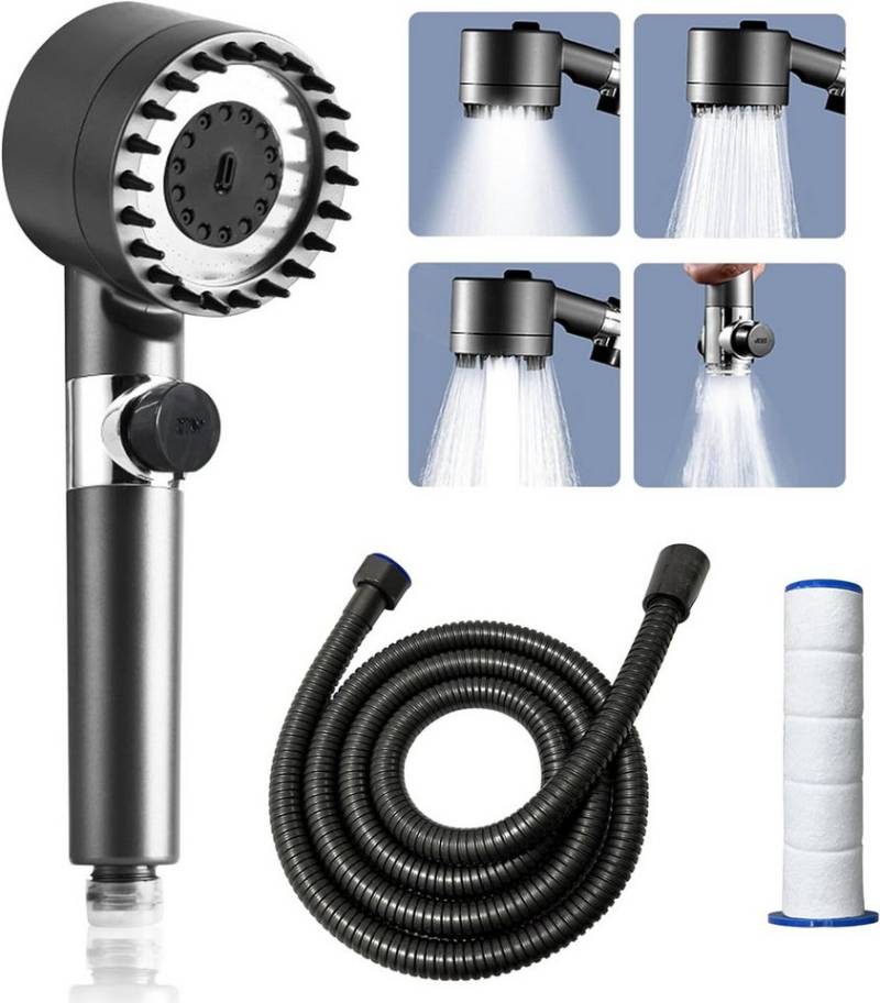 FELIXLEO Handbrause Duschkopf Sparduschkopf Wassersparend Hochdruck Handbrause Grau, (1-tlg) von FELIXLEO
