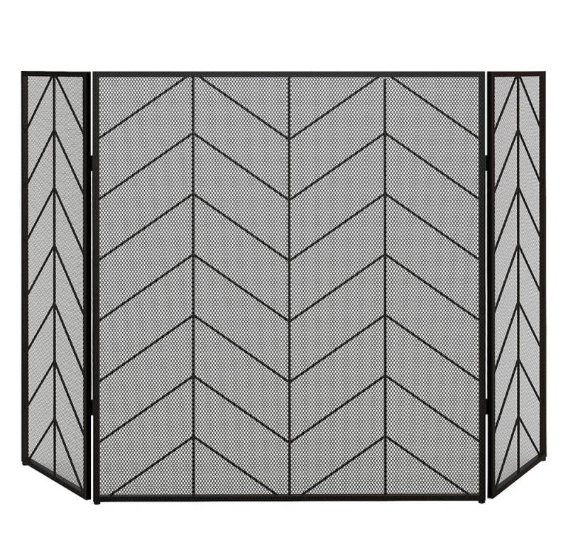 FELIXLEO Herdschutzgitter Kaminschutzgitter klappbar 3 Paneele Stahl Schwarz Funkenschutz (1 St) von FELIXLEO