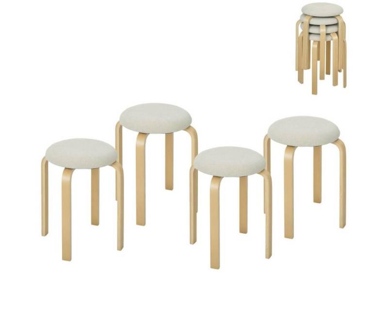 FELIXLEO Hocker 4er Set Esszimmerhocker Stapelhocker rund Cremeweiß (1 St) von FELIXLEO