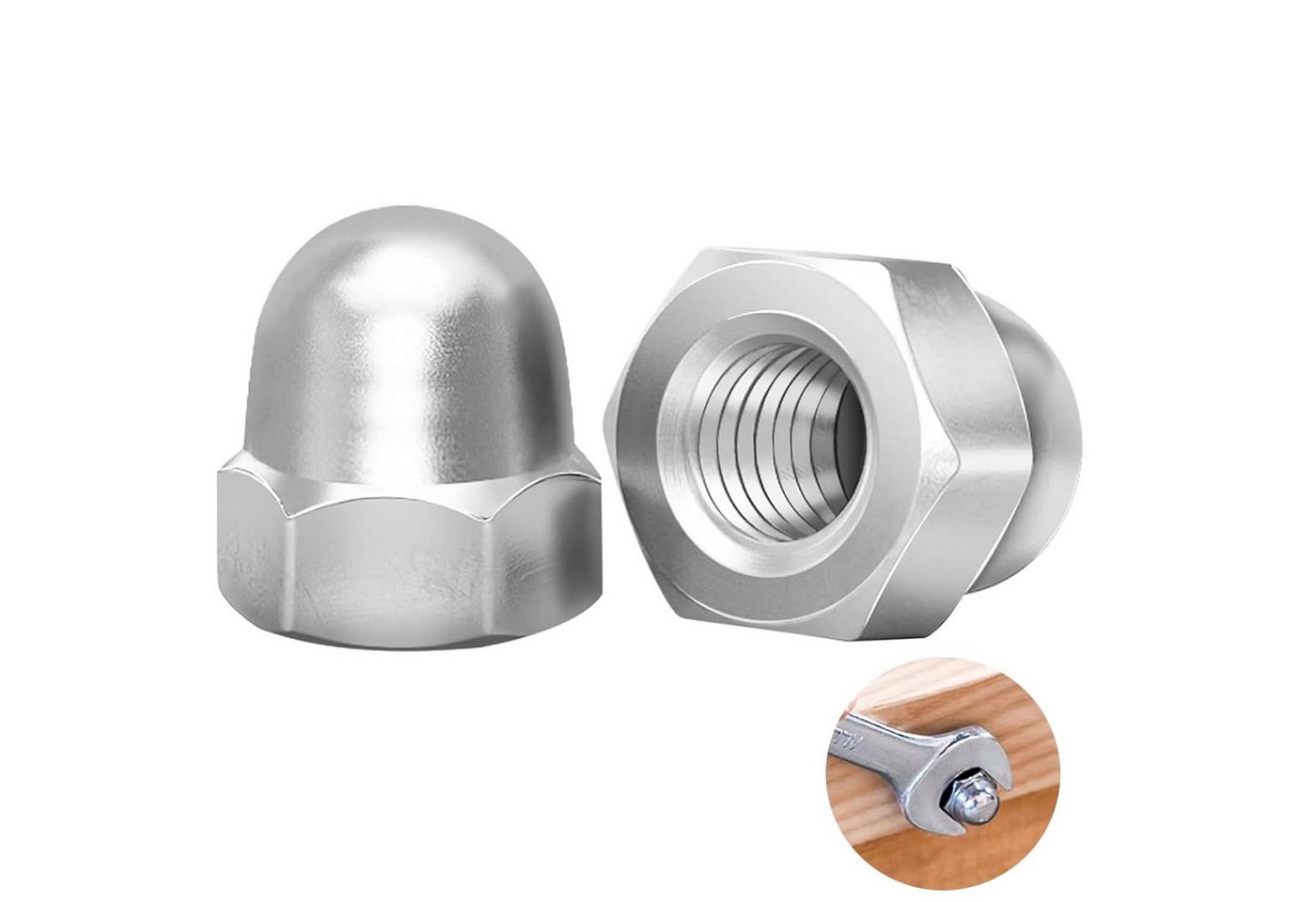 FELIXLEO Hutmutter 50 Stück Hutmuttern M6 Edelstahl Kappenmuttern, Mutter Gewindestange, (1-St) von FELIXLEO