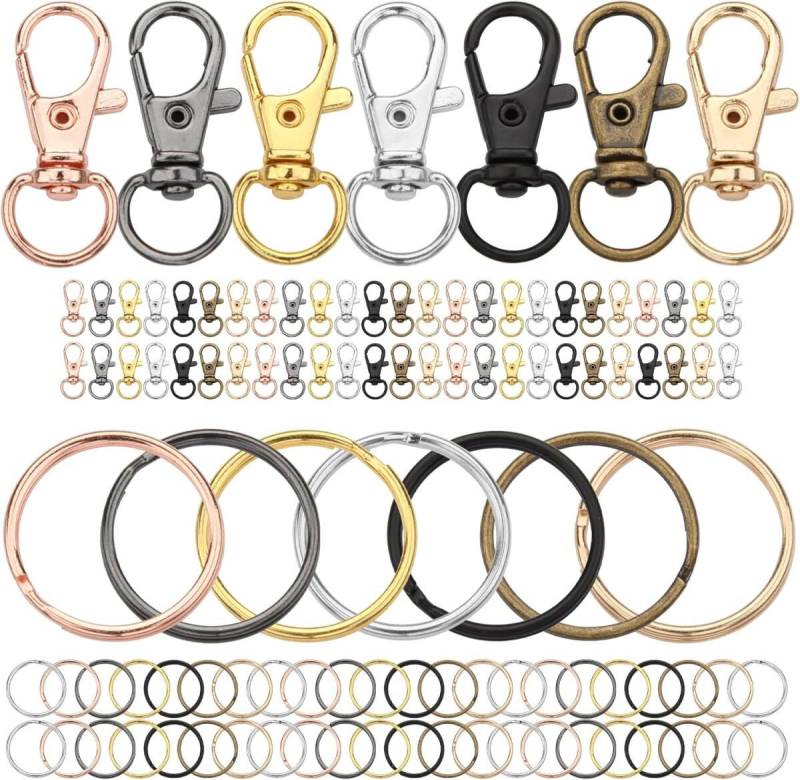 FELIXLEO Karabiner 100 Stück Schlüsselringe Karabiner Set 25mm DIY Basteln 7 Farben, (1 St) von FELIXLEO