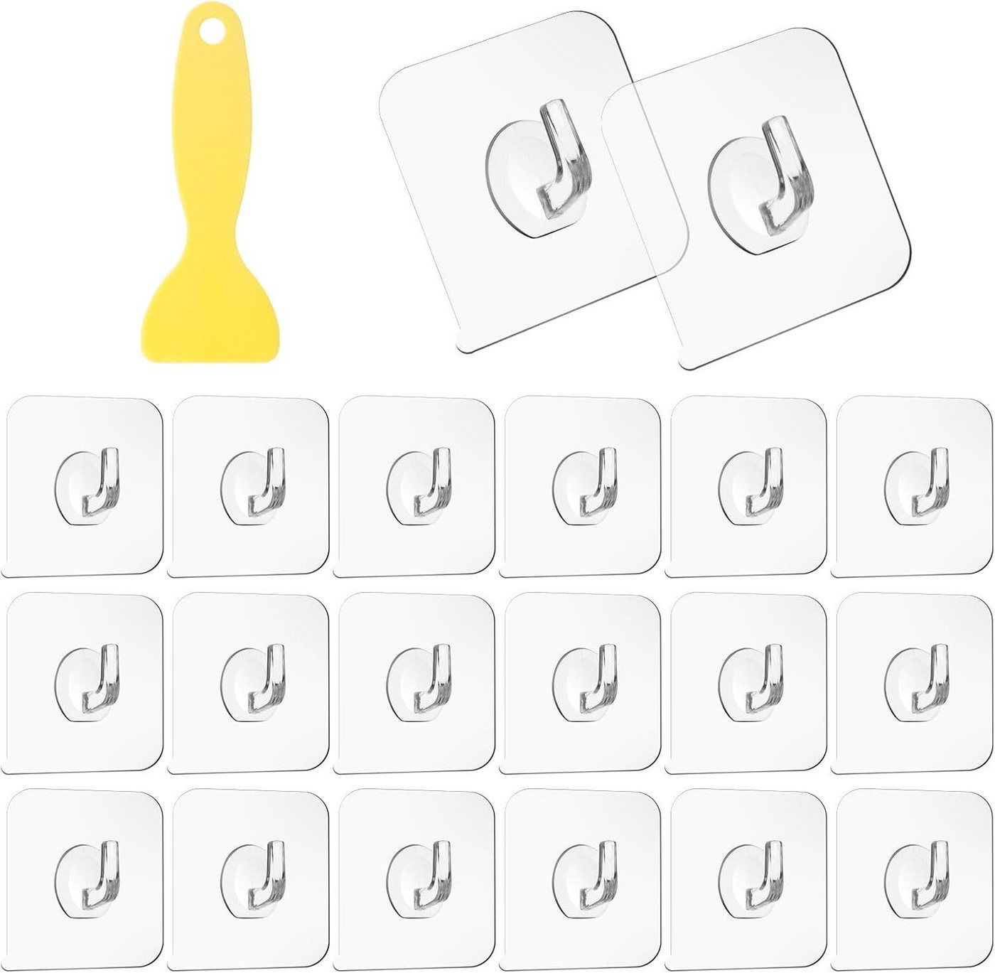 FELIXLEO Klebehaken 20 Stück Transparente Haken Selbstklebende Klebehaken mit Schaber, (60-St) von FELIXLEO