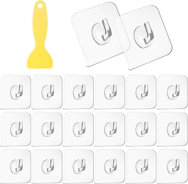 FELIXLEO Klebehaken 20 Stück Transparente Haken Selbstklebende Klebehaken mit Schaber, (60-St) von FELIXLEO