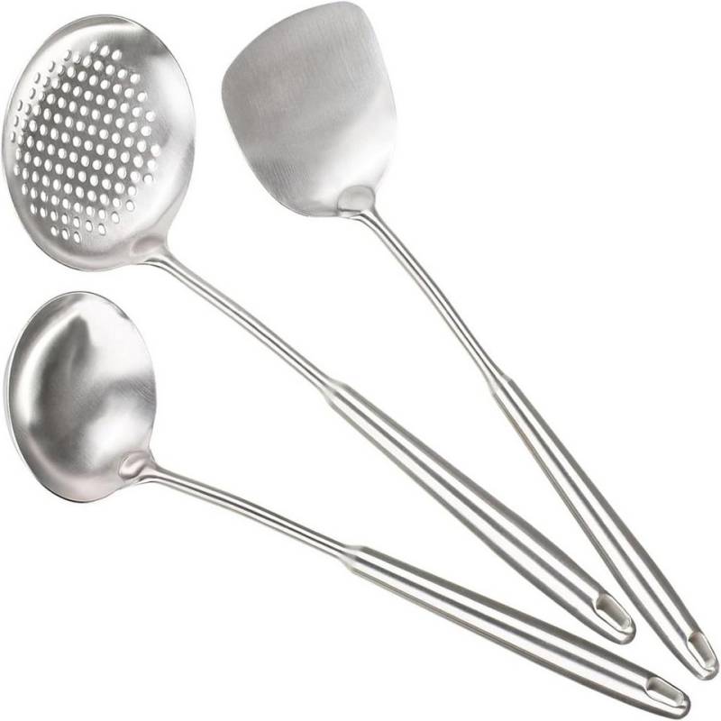FELIXLEO Kochbesteck-Set Wok Spatel Set 3tlg Edelstahl Kochlöffel Pfannenwender Kelle (1-tlg) von FELIXLEO