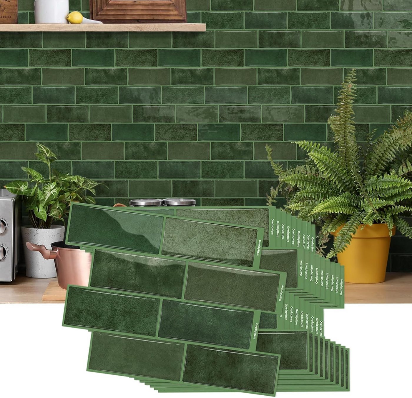 FELIXLEO Küchenrückwand 10 Stück Fliesenaufkleber 3D Selbstklebend Wandpaneele Grün für Küche, (1-tlg) von FELIXLEO