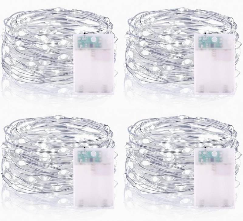 FELIXLEO LED Dekolicht LED-Lichterkette mit Batterie, 4 Stück, 3 Meter, 30 LEDs kaltweiß von FELIXLEO