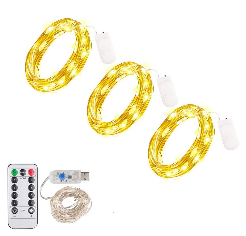 FELIXLEO LED-Lichterkette Mini Lichterkette USB 2M 20 LED Wasserdichte Warmweiß 3 Stück von FELIXLEO