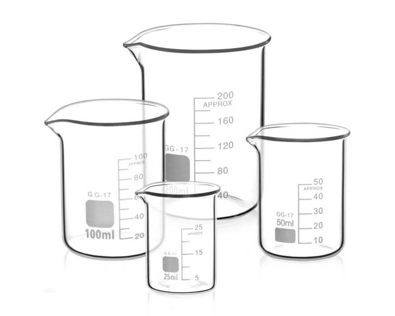 FELIXLEO Messbecher Glas Messbecher 25 50 100 200ml 4er Set Abgestuft Labor Küche, (1-St) von FELIXLEO